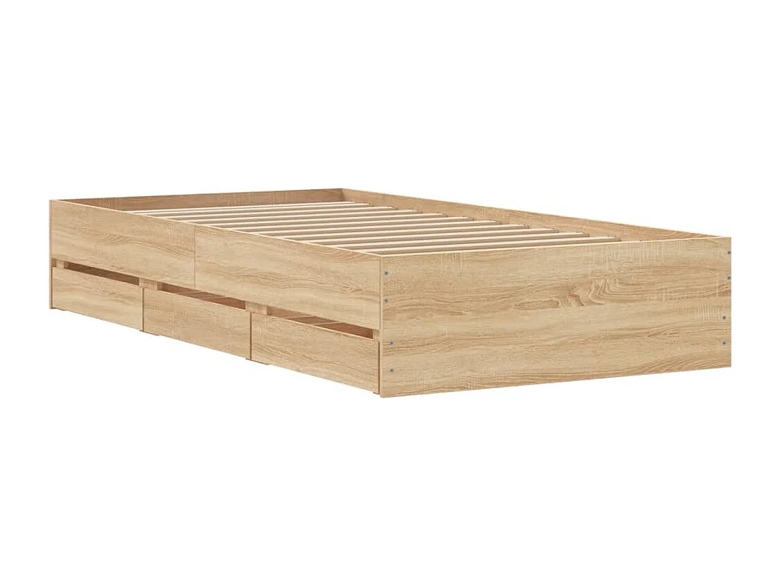 Bedframe met lades bewerkt hout sonoma eikenkleurig 100x200 cm