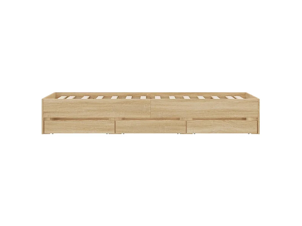 Cadre de lit avec tiroirs sans matelas chêne sonoma 100x200 cm