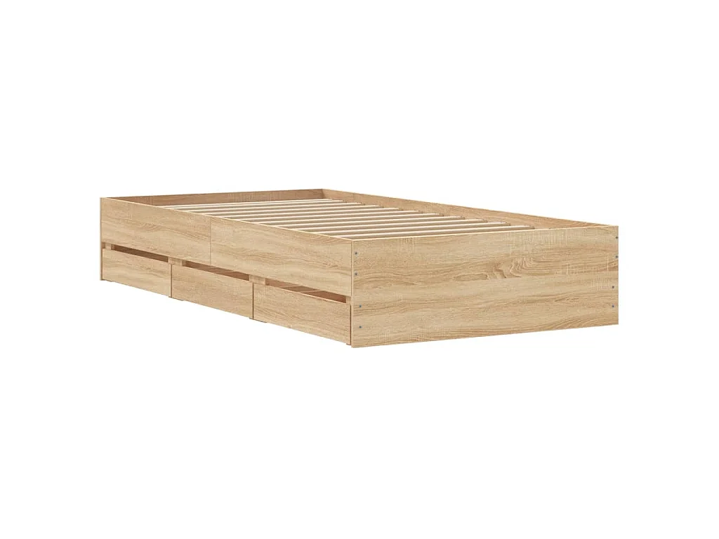 Cadre de lit avec tiroirs sans matelas chêne sonoma 100x200 cm