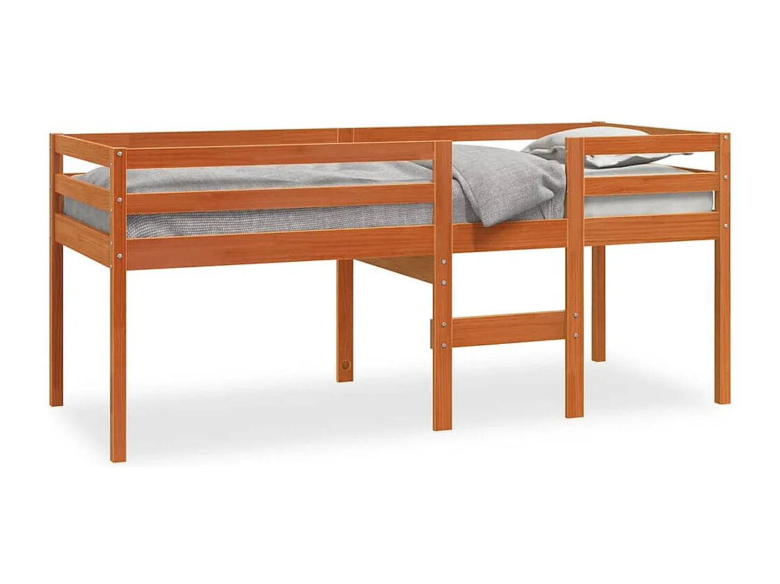 Lit haut sans matelas cire marron 75x190 cm bois massif