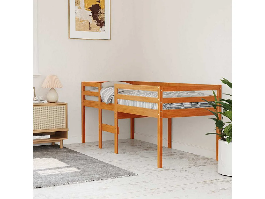 Hoogslaper massief grenenhout wasbruin 75x190 cm