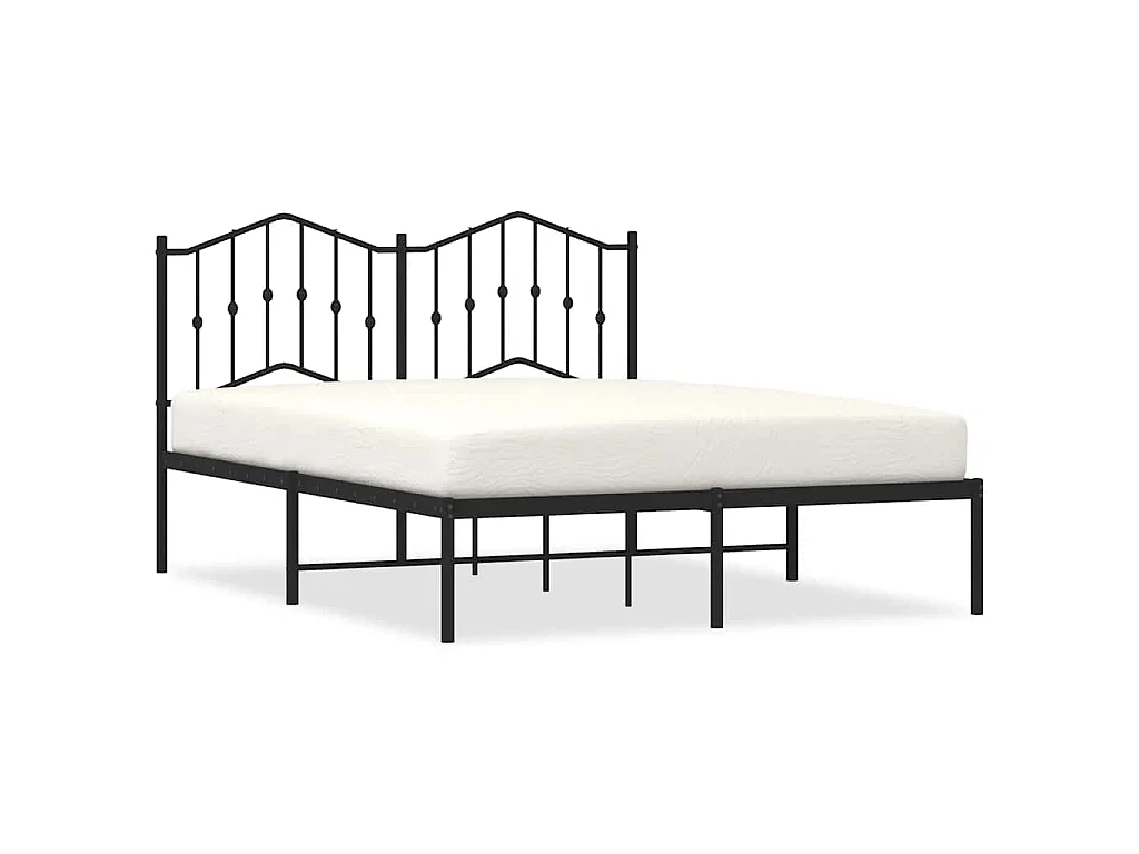 Cadre de lit métal sans matelas avec tête de lit noir 150x200cm