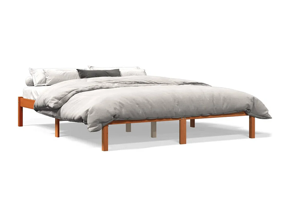 Cadre de lit sans matelas cire marron 160x200cm bois pin massif