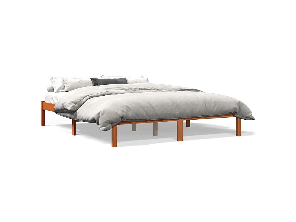Cadre de lit sans matelas cire marron 160x200cm bois pin massif