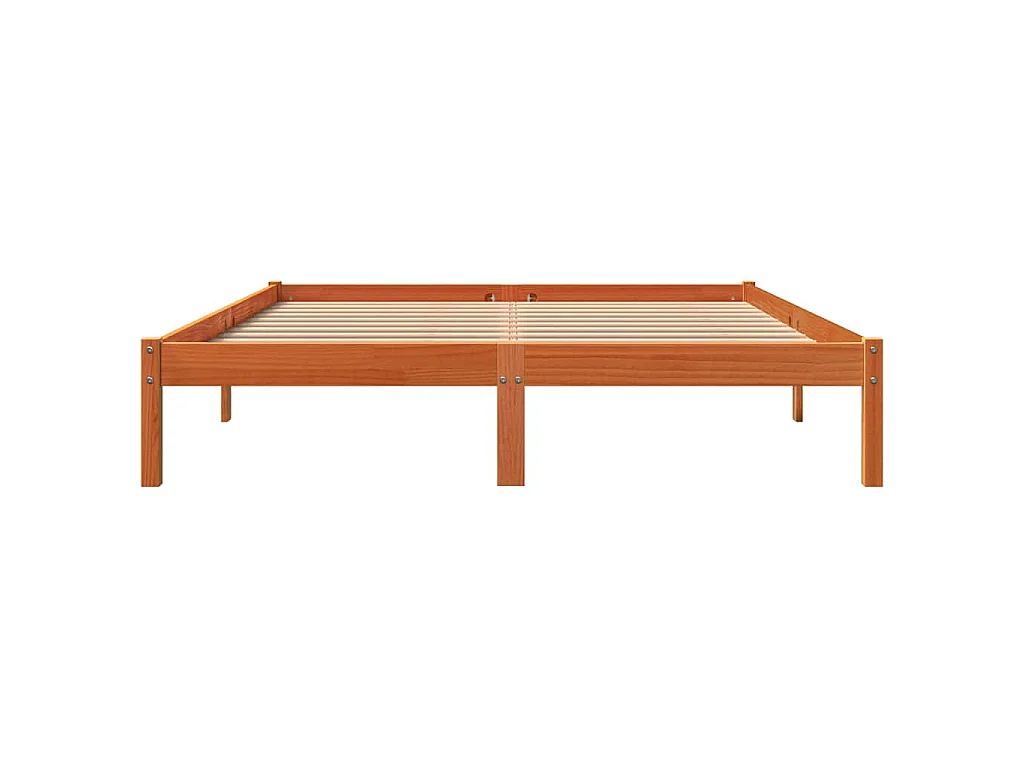Cadre de lit sans matelas cire marron 160x200cm bois pin massif