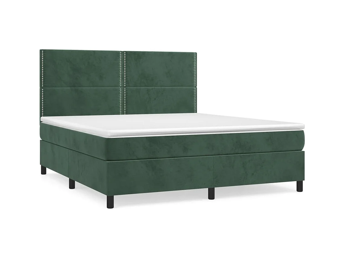 Sommier à lattes de lit et matelas Vert foncé 160x200cm Velours