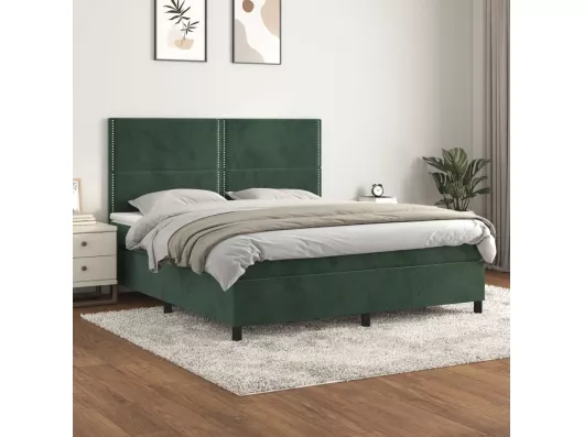 Kauf Unique Boxspringbett mit Matratze Dunkelgrün 160x200 cm Samt