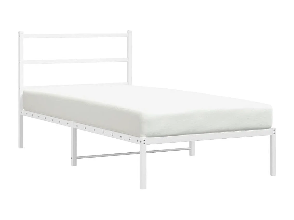 Cadre de lit métal sans matelas et tête de lit blanc 100x190 cm
