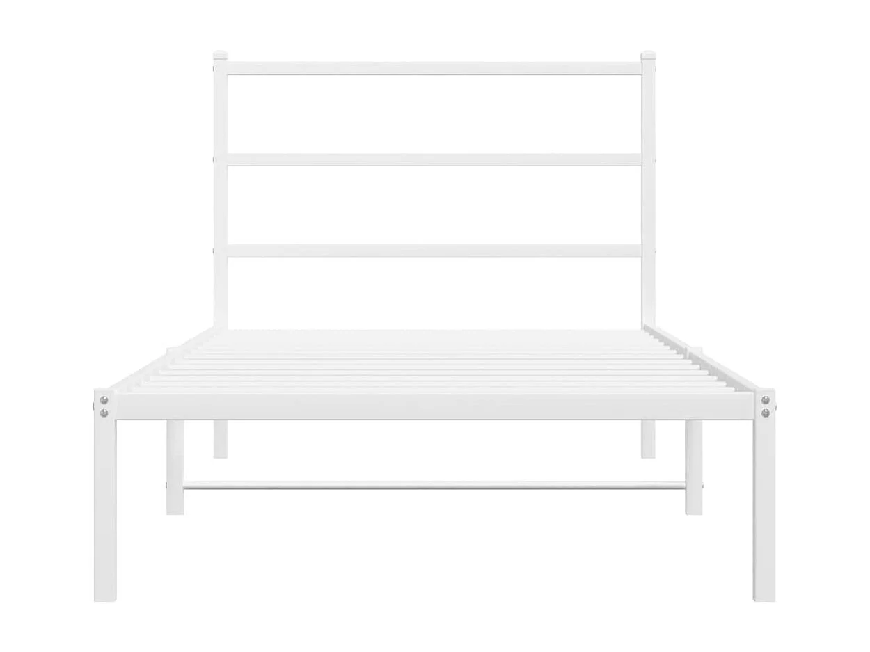 Cadre de lit métal sans matelas et tête de lit blanc 100x190 cm