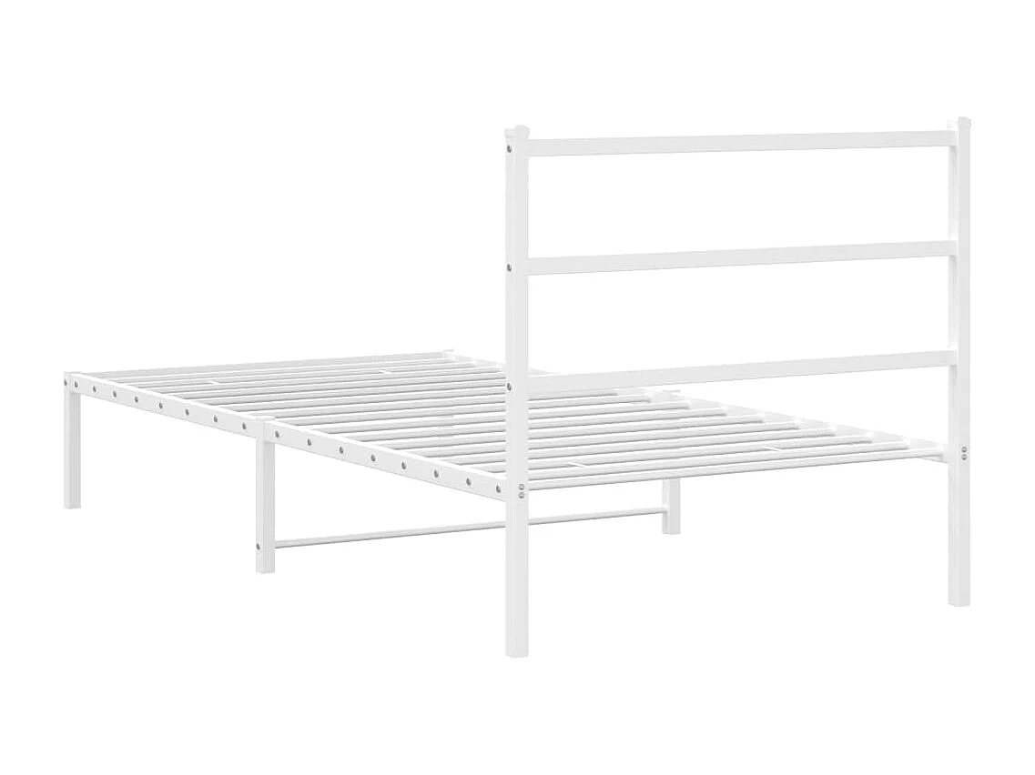Cadre de lit métal sans matelas et tête de lit blanc 100x190 cm