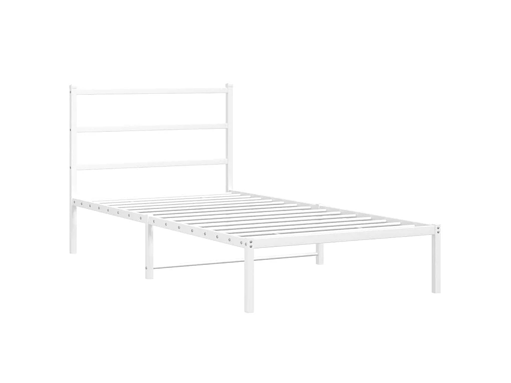 Bedframe met hoofdbord metaal wit 100x190 cm