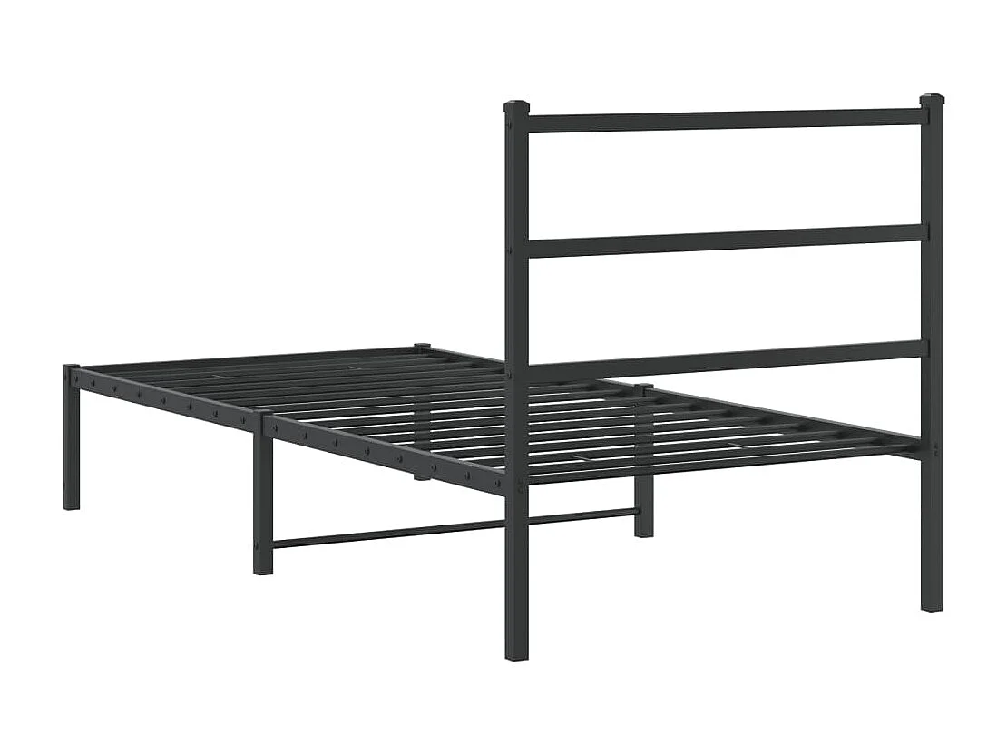 Cadre de lit métal sans matelas avec tête de lit noir 90x200 cm