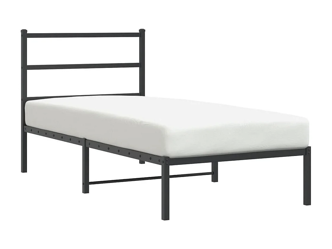 Cadre de lit métal sans matelas avec tête de lit noir 90x200 cm