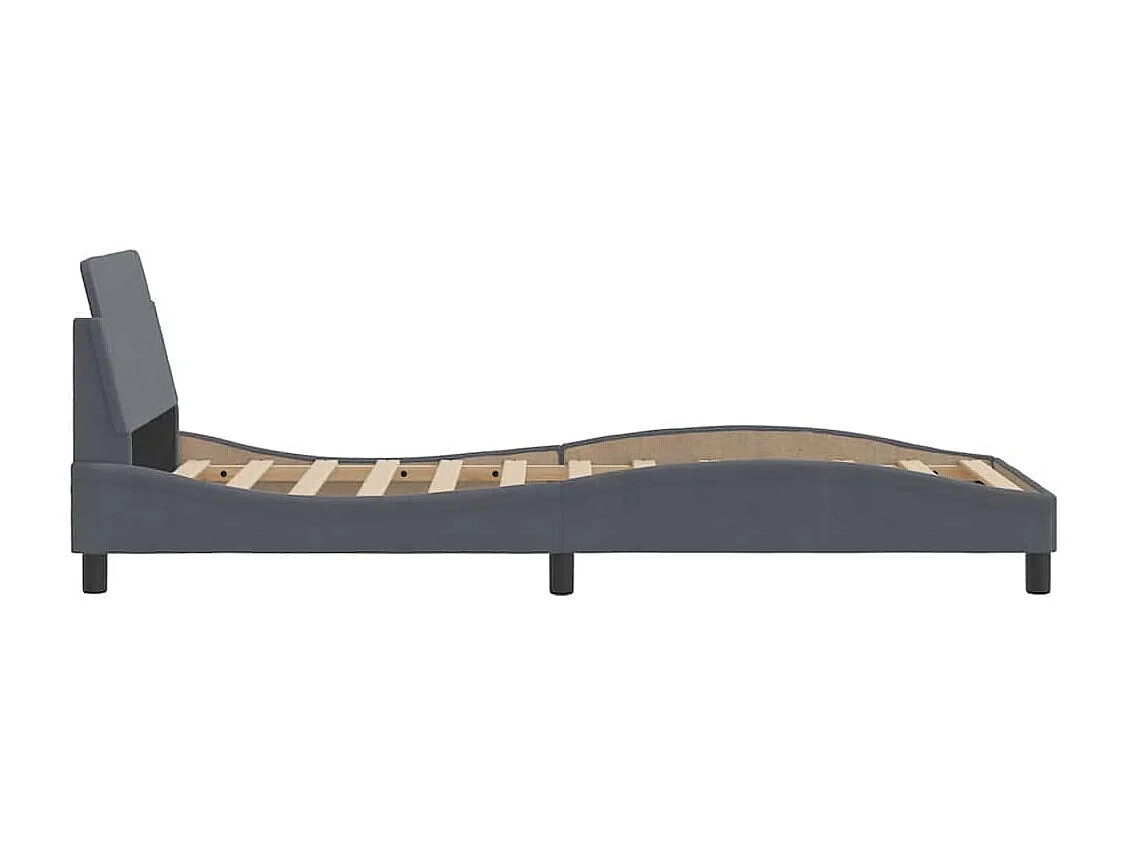 Cadre de lit Dover gris foncé 80x200 cm velours