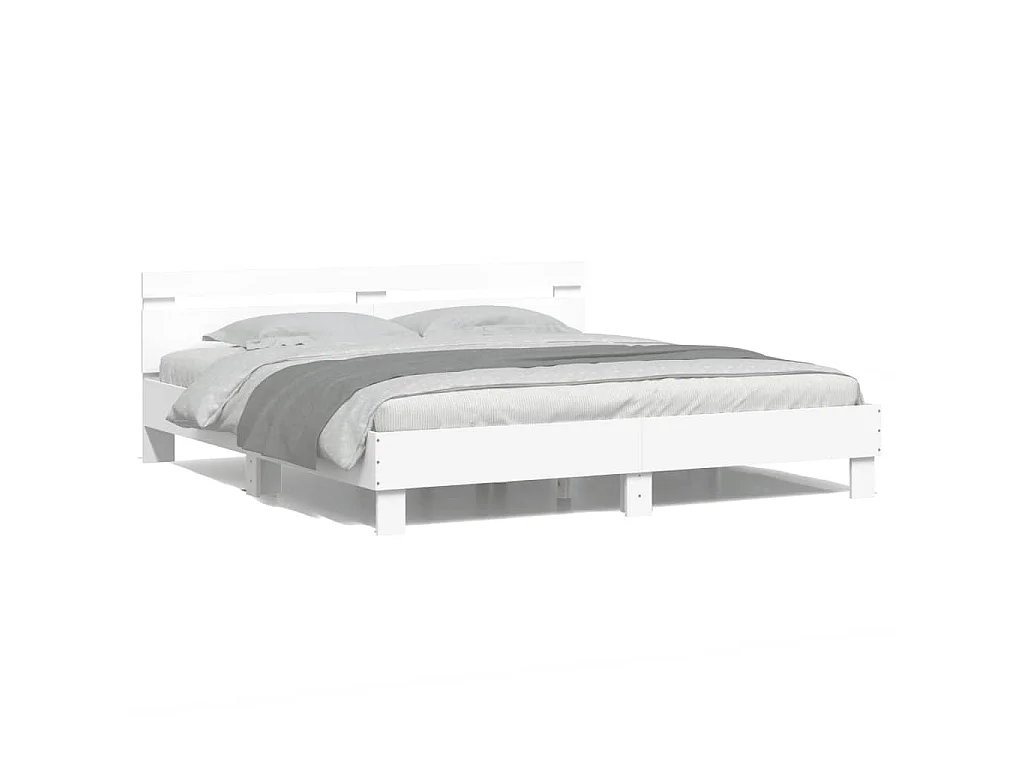 Cadre de lit avec LED sans matelas blanc 160x200 cm