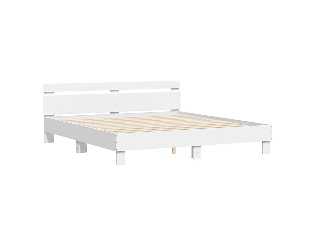 Cadre de lit avec LED sans matelas blanc 160x200 cm
