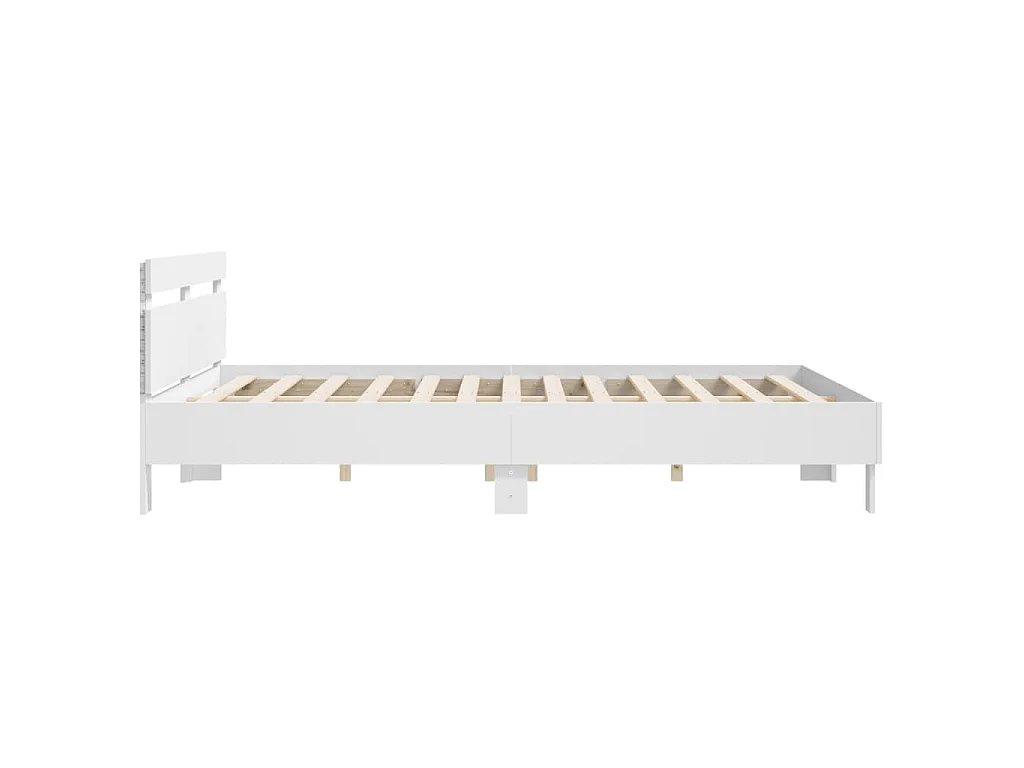 Cadre de lit avec LED sans matelas blanc 160x200 cm