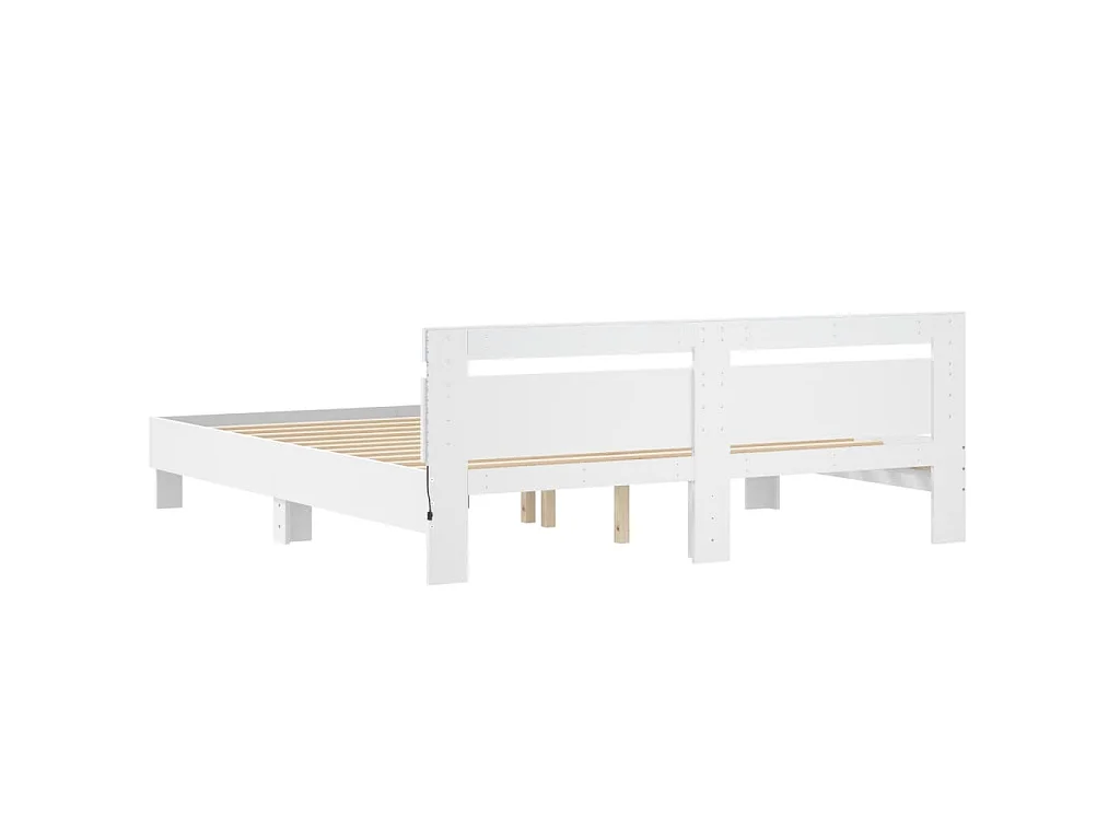 Cadre de lit avec LED sans matelas blanc 160x200 cm