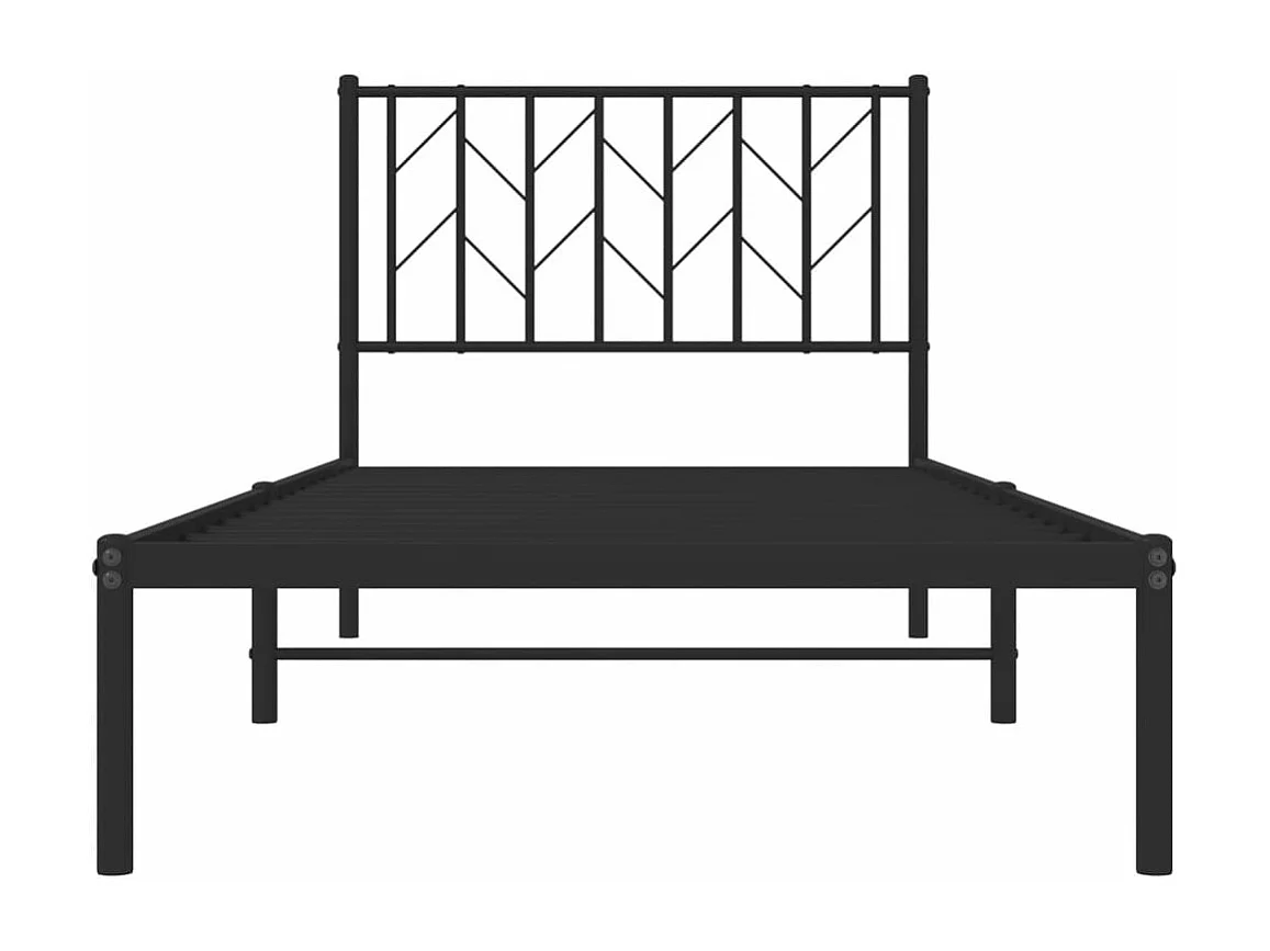 Bettgestell mit Kopfteil Metall Schwarz 90x200 cm