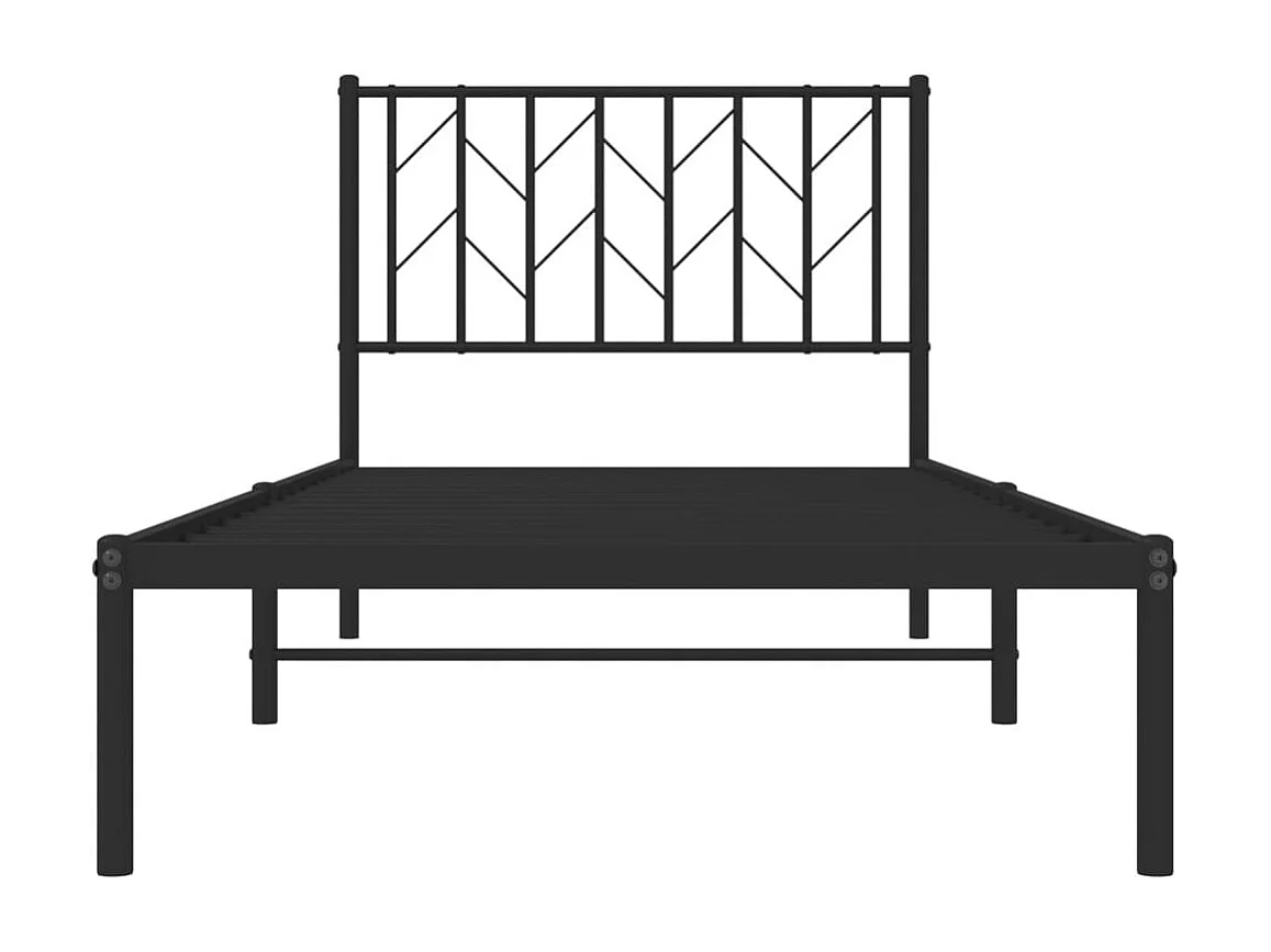 Cadre de lit métal sans matelas avec tête de lit noir 90x200 cm
