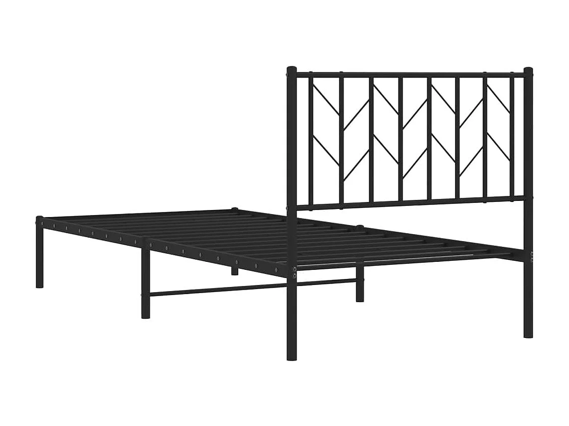 Cadre de lit métal sans matelas avec tête de lit noir 90x200 cm