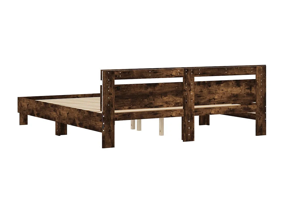 Cadre de lit avec LED sans matelas chêne fumé 160x200 cm
