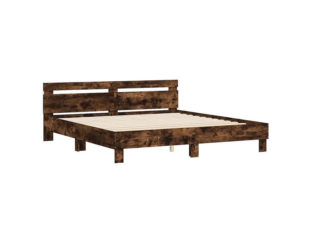 Bedframe met hoofdeinde en LED gerookt eikenkleurig 160x200 cm