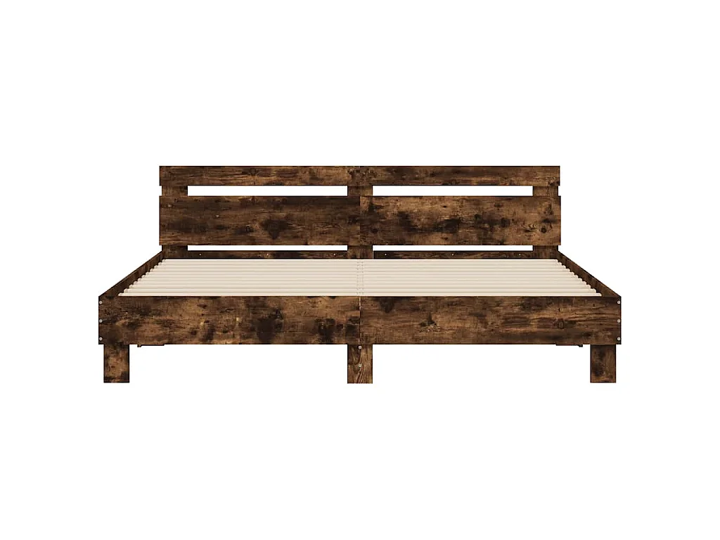 Bedframe met hoofdeinde en LED gerookt eikenkleurig 160x200 cm