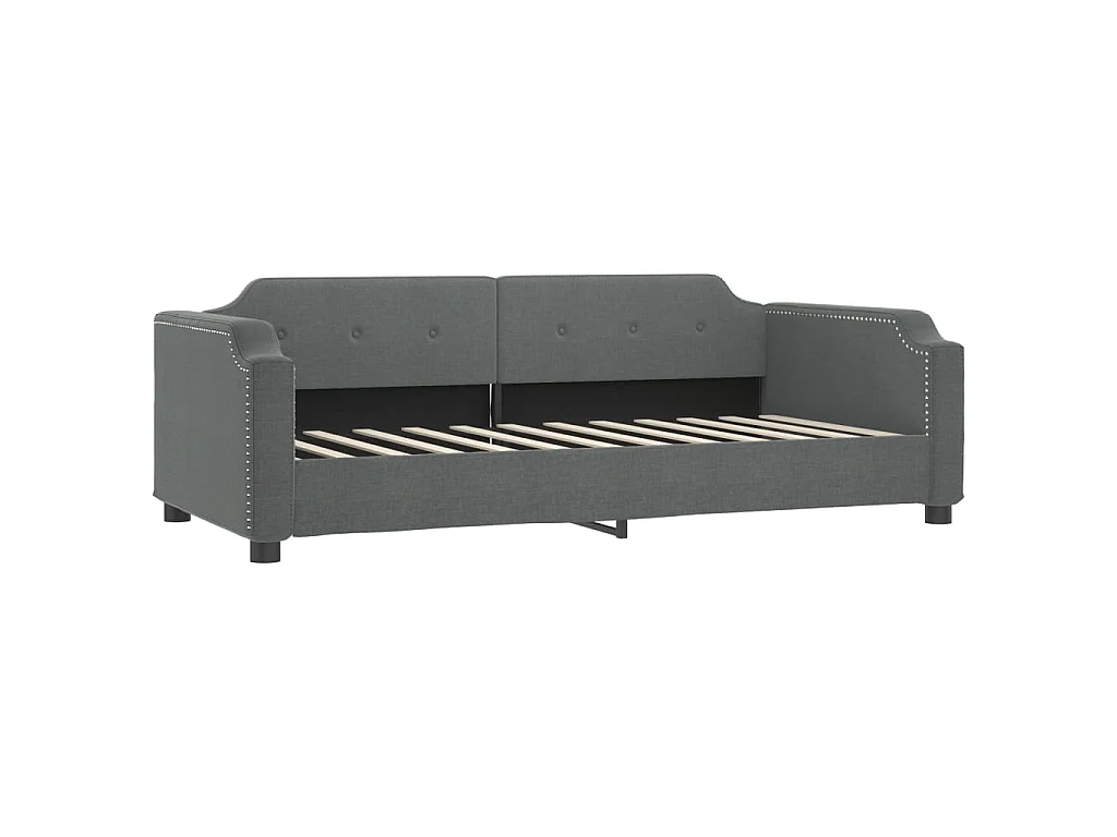 Divano Letto Estraibile Cassetti Grigio Scuro 80x200cm Tessuto