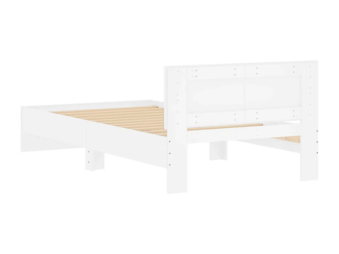 Cadre de lit sans matelas avec tête de lit blanc 100x200 cm