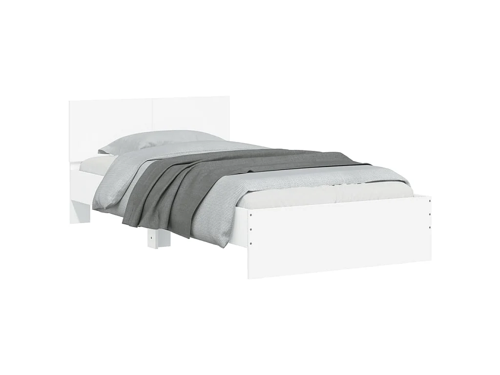 Cadre de lit sans matelas avec tête de lit blanc 100x200 cm