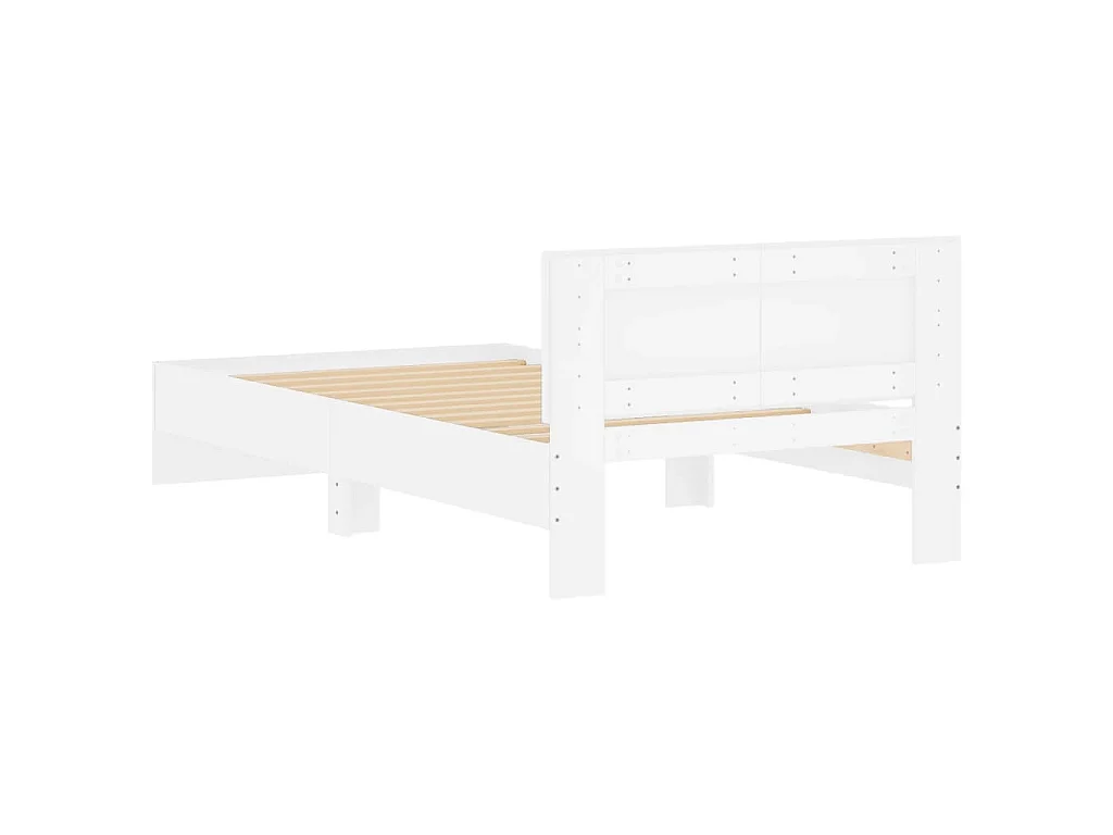 Cadre de lit sans matelas avec tête de lit blanc 100x200 cm