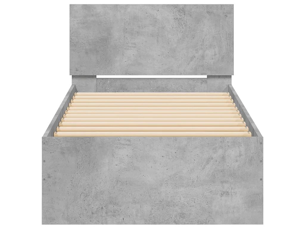 Cadre de lit sans matelas avec tête de lit gris béton 90x200 cm