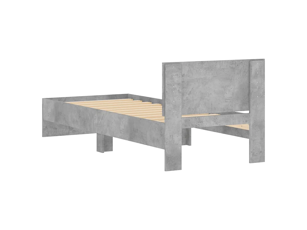 Cadre de lit sans matelas avec tête de lit gris béton 90x200 cm