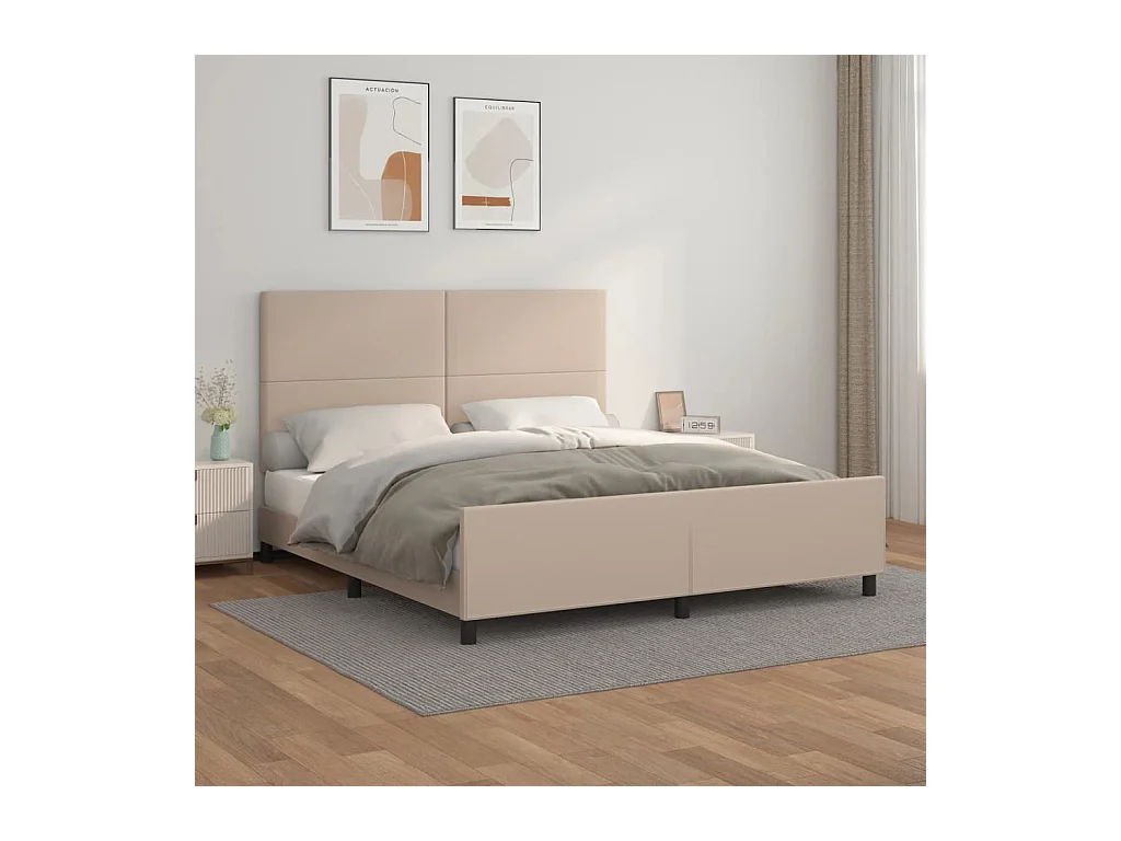 Cadre de lit sans matelas cappuccino 160x200 cm similicuir