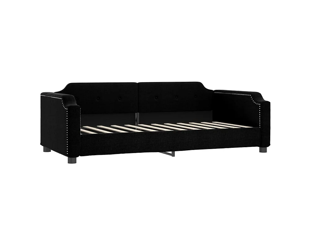 Lit de jour avec gigogne et matelas noir 100x200 cm tissu