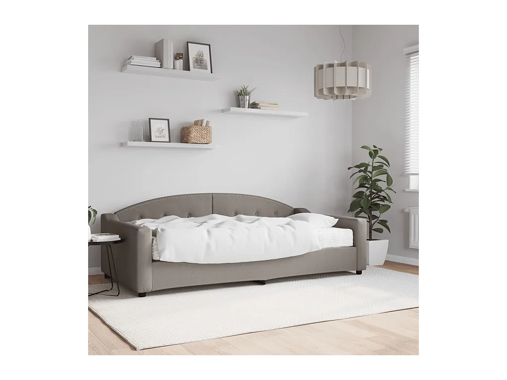 Lit de jour avec matelas taupe 100x200 cm tissu