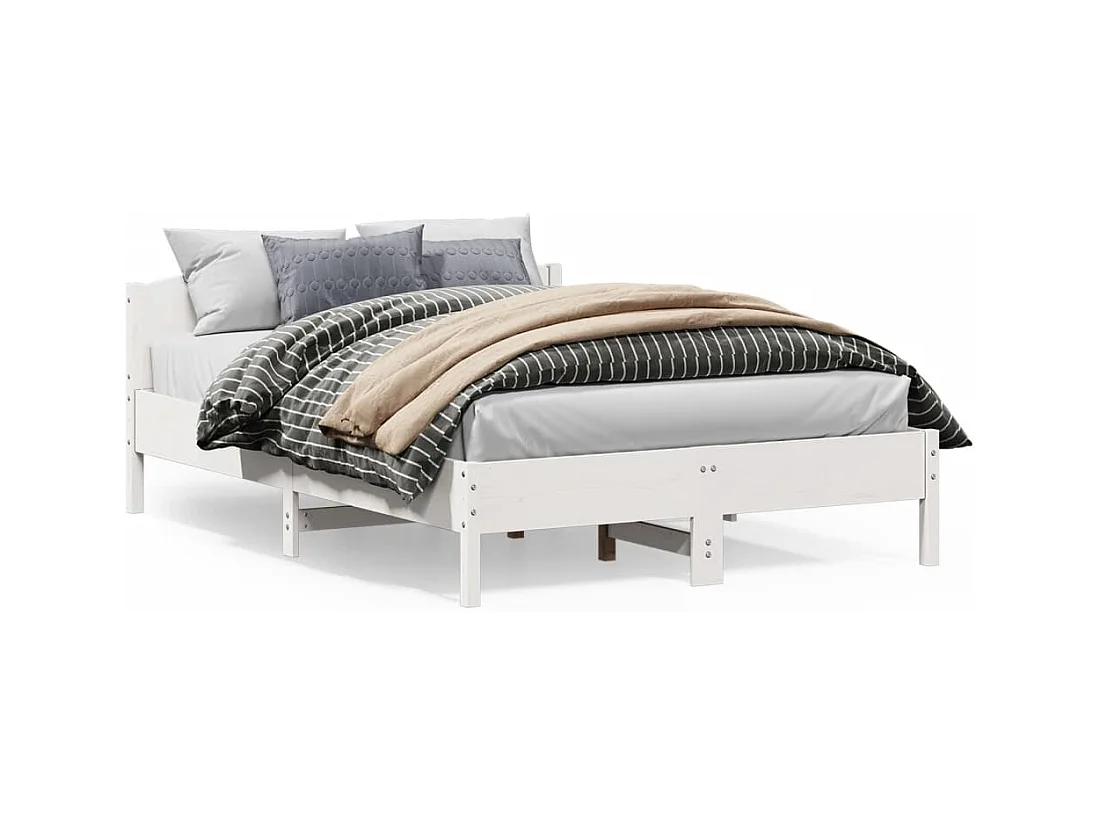 Cadre de lit sans matelas blanc 140x200 cm bois de pin massif