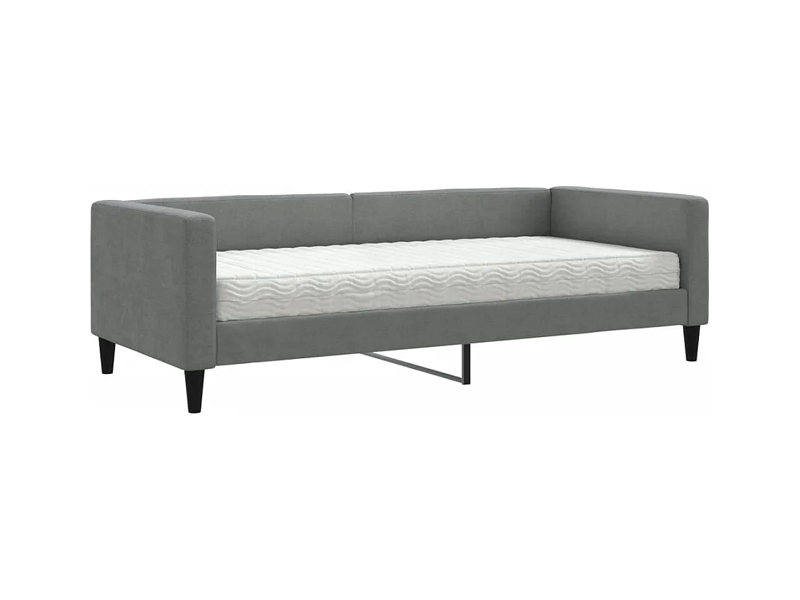 Divano Letto con Materasso Grigio Scuro 90x190 cm in Tessuto