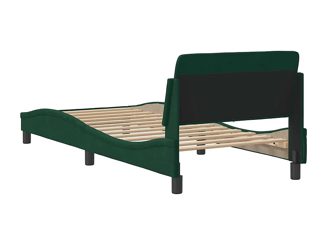 Estrutura de cama Dover 90x200 cm veludo verde-escuro