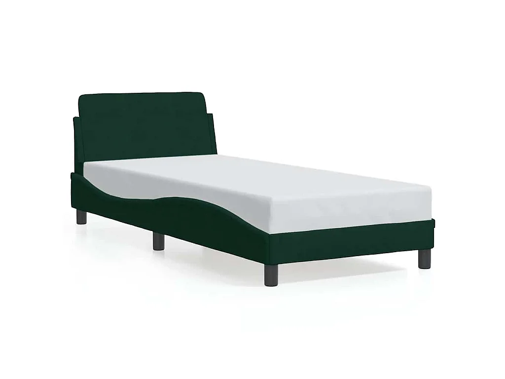 Cadre de lit Dover vert foncé 90x200 cm velours