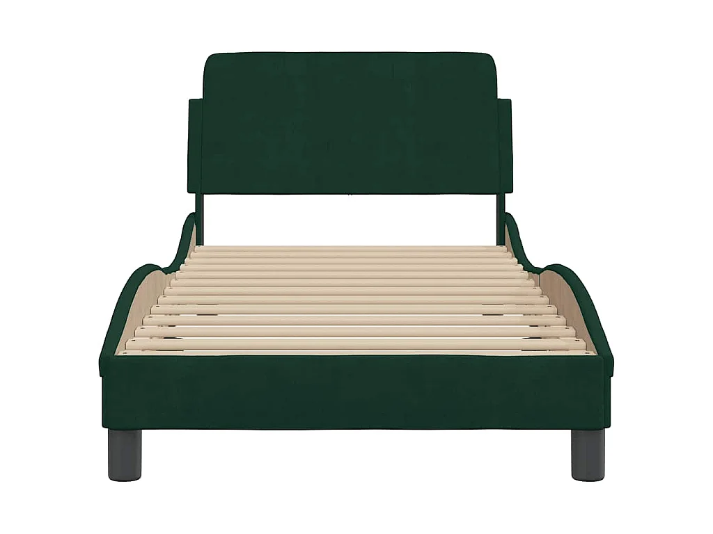 Cadre de lit Dover vert foncé 90x200 cm velours