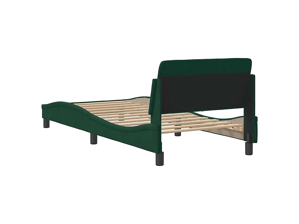 Cadre de lit Dover vert foncé 90x200 cm velours