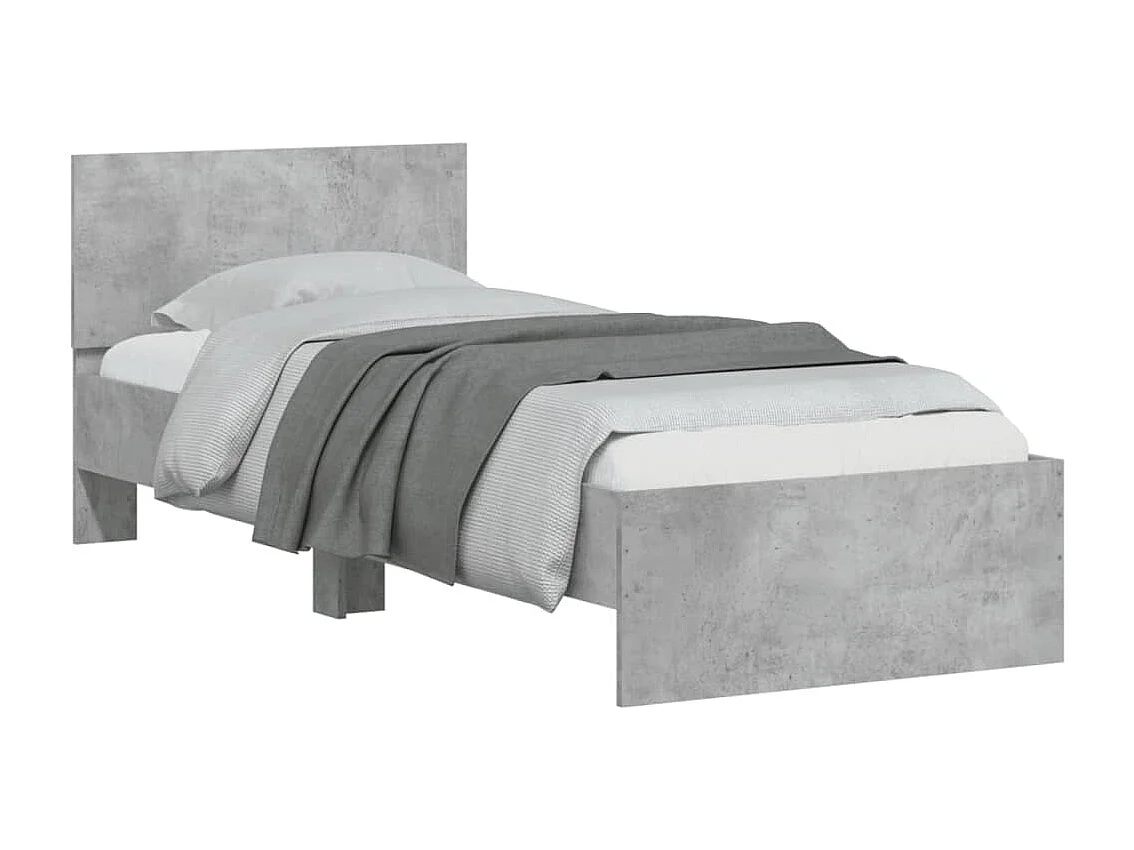 Cadre de lit sans matelas avec tête de lit gris béton 90x190 cm