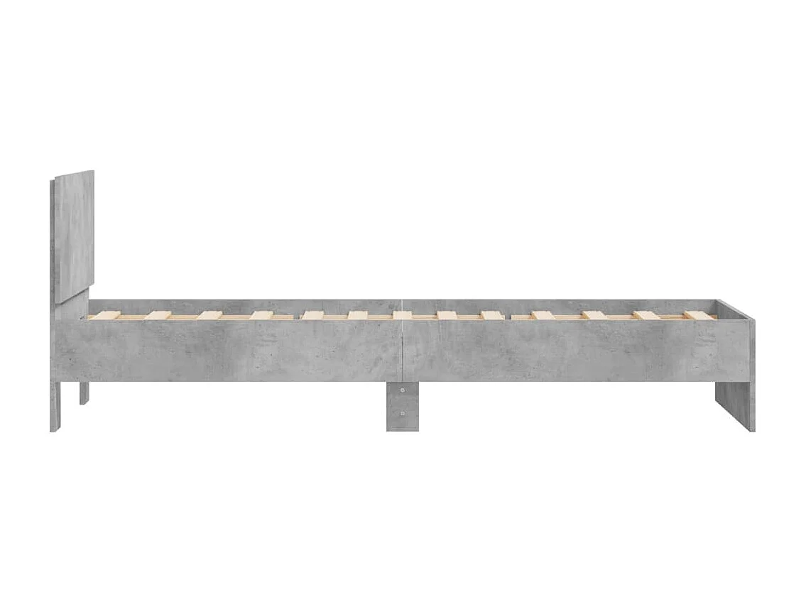 Cadre de lit sans matelas avec tête de lit gris béton 90x190 cm