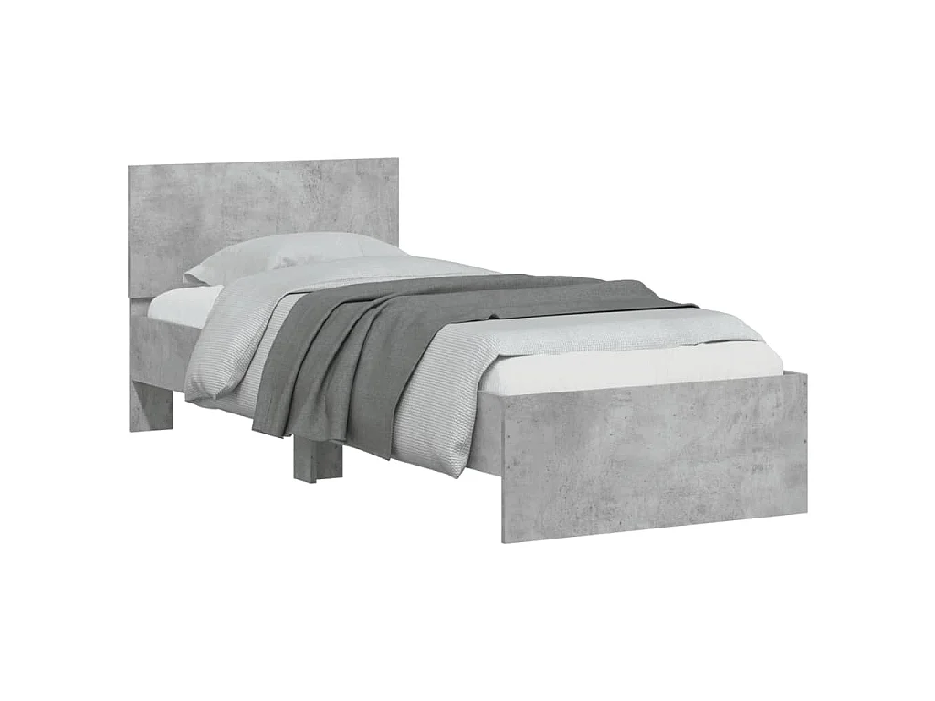 Giroletto e Testiera Grigio Cemento 90x190 cm Legno Multistrato