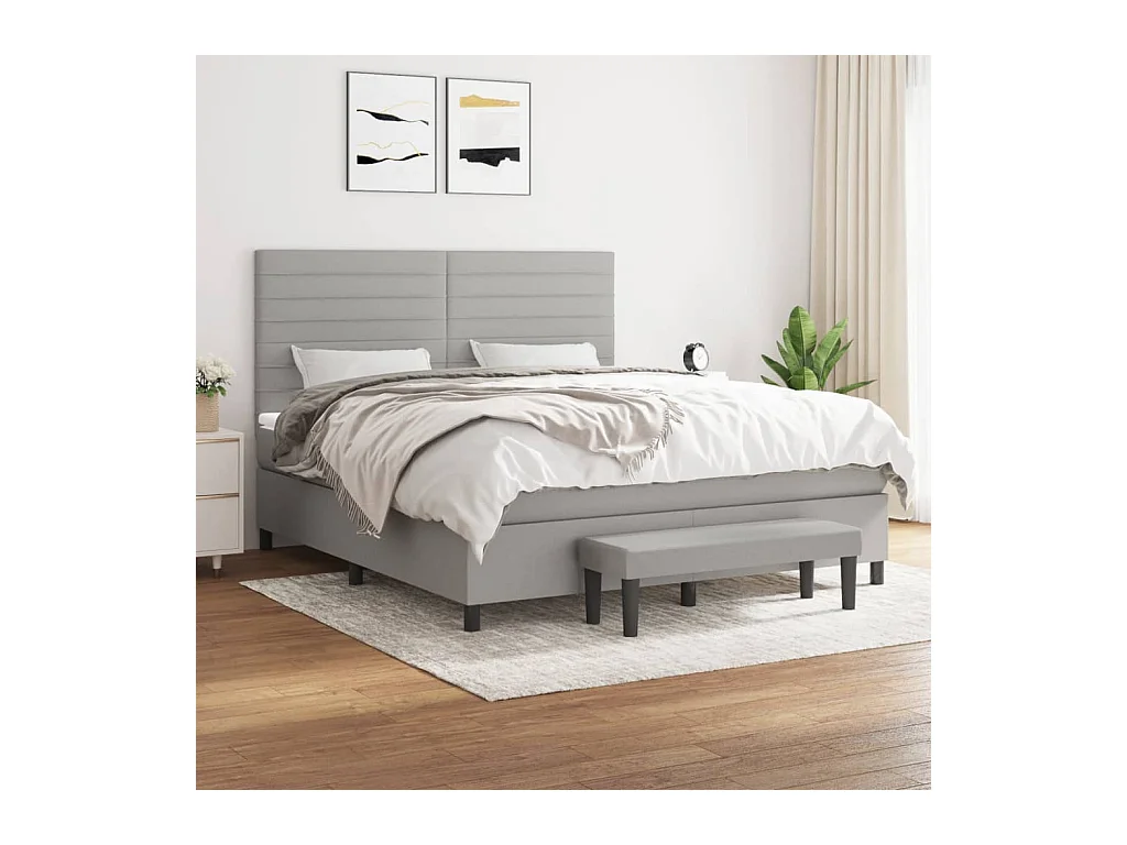 Giroletto a Molle con Materasso Grigio Chiaro160x200 cm Tessuto