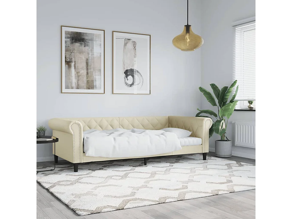 Lit de jour sans matelas crème 80x200 cm similicuir
