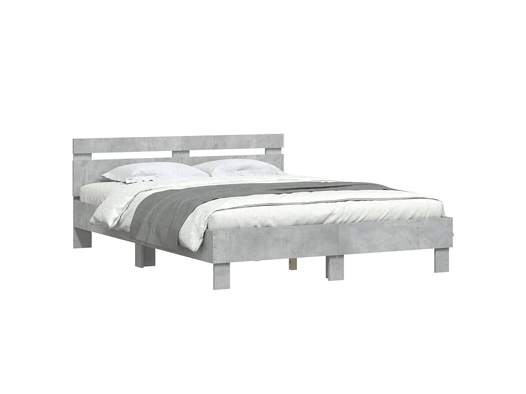 Cadre de lit sans matelas gris béton 140x190 cm