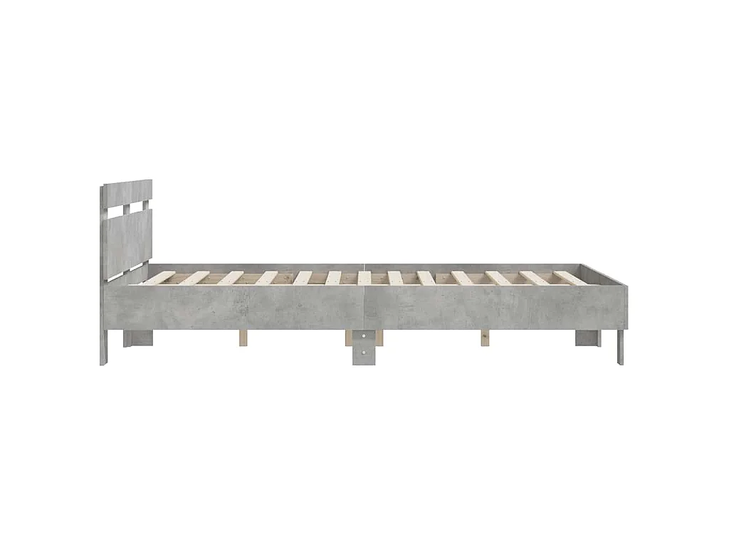 Cadre de lit sans matelas gris béton 140x190 cm
